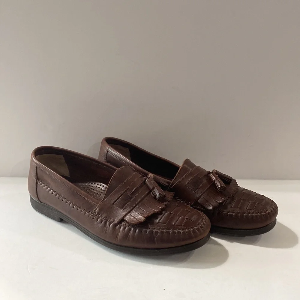 Giorgio Brutini Brown Leather Le Glove Duane Kiltie Tassel Slip On Loafers Sz 10